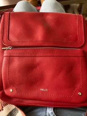 Relic Red Pebbled Crossbody Backpack
